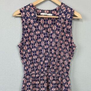 41 Hawthorn Women Size Large Navy Pink Sleeveless Geometric Print Dress V-Neck